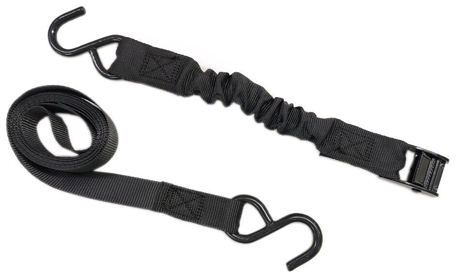Bungee Cam-Buckle Tie-Down, 600-lb Break Strength, Black, 8-ft, 2-pk D5R8 - product image 2