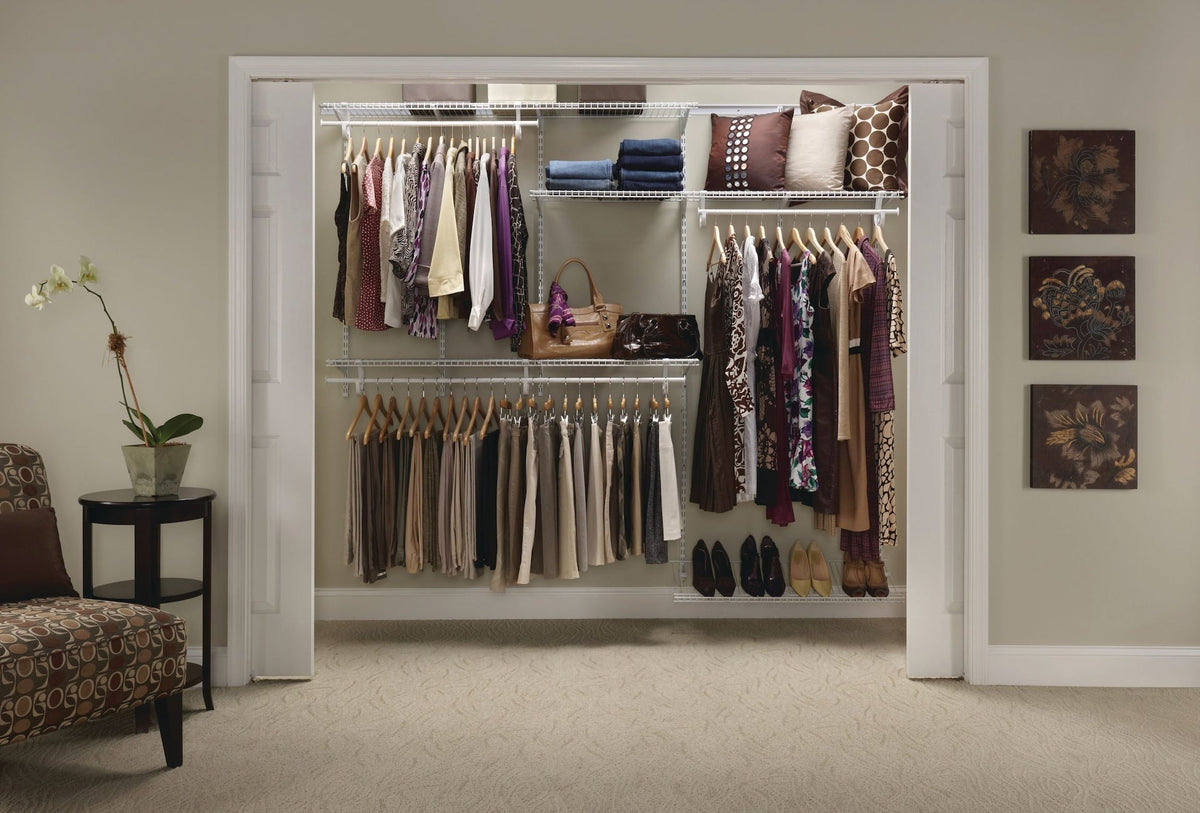 Wire Shelf Track Closet Organizer Kit, White, 5 x 8-ft H8W7 - product image 1