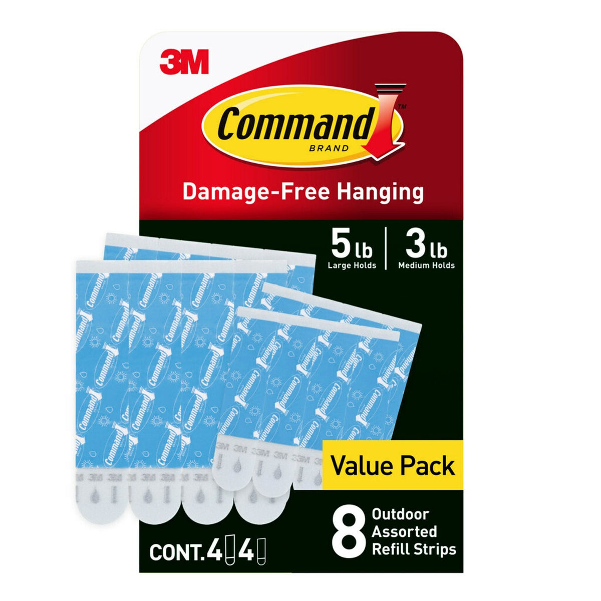 8-Piece 5-lb Medium and Large White All Weather Outdoor & Bath Damage Free Hanging Strips Q4U3 - product image 1