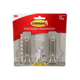 Large Decorative Double Hooks Value Pack with Adhesive Strips, Brushed Nickel, 4-lbs, 2 Strips per Pack F3O6 - product image 1