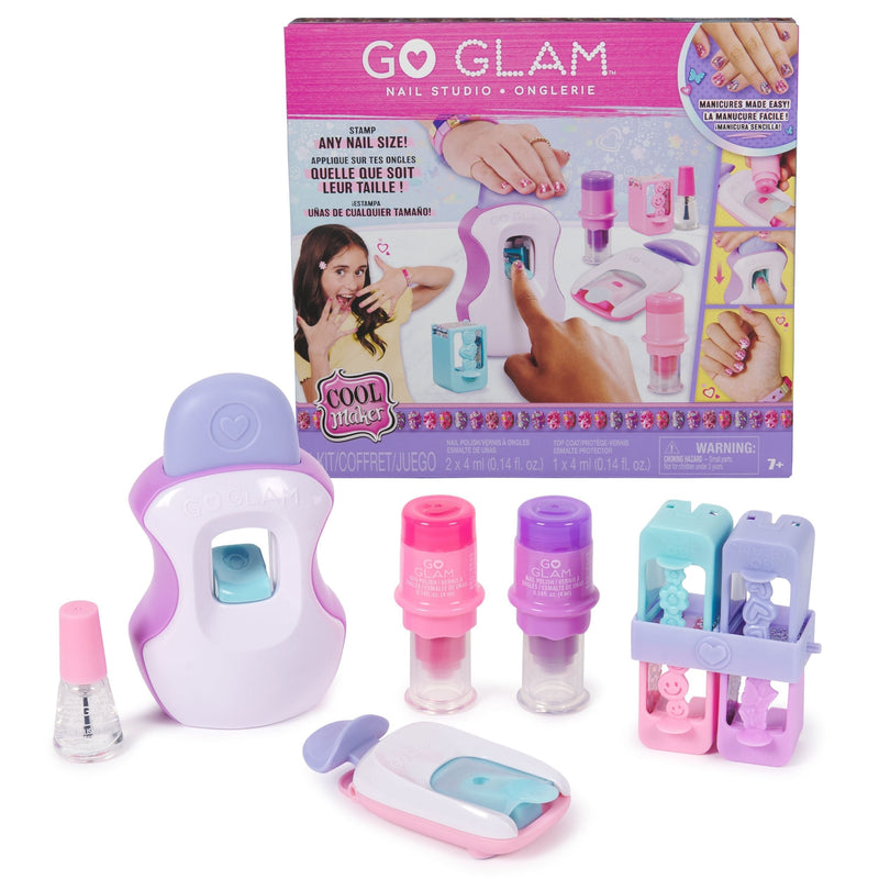 Maker, GO GLAM Studio Nail Kit, Style 200 Nails, 4 Designs, 2 Polish Applicators & Mask, Ages 7+ M0G0