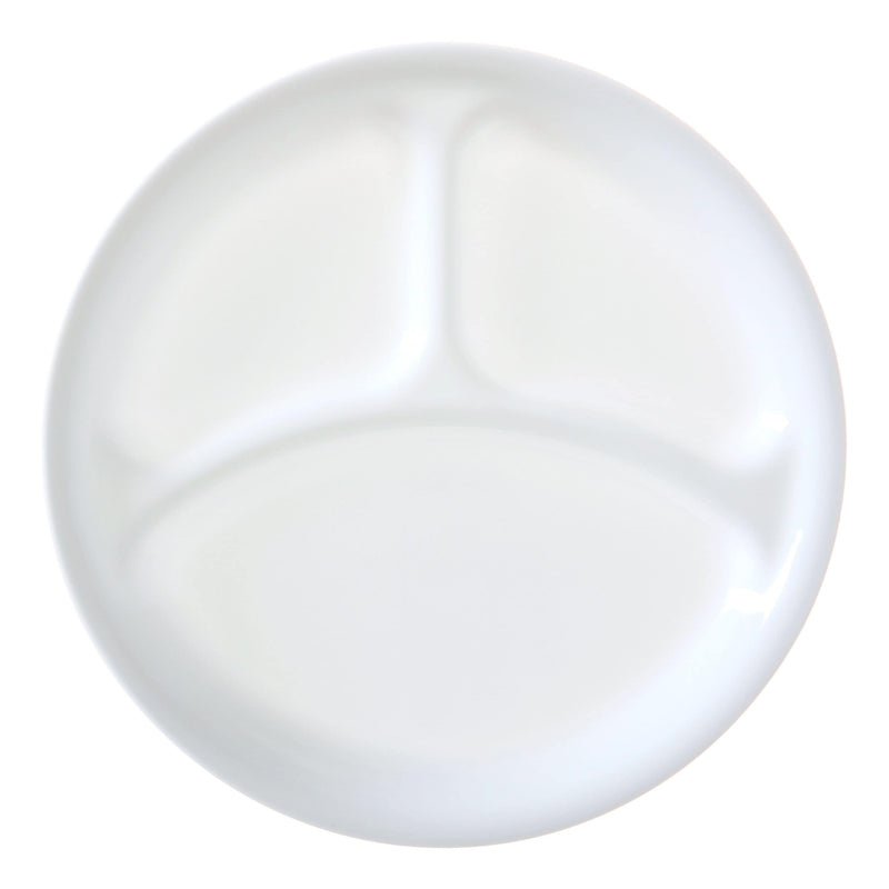 Glass Divided Dinner Plate, 10.25-in, White M9R7