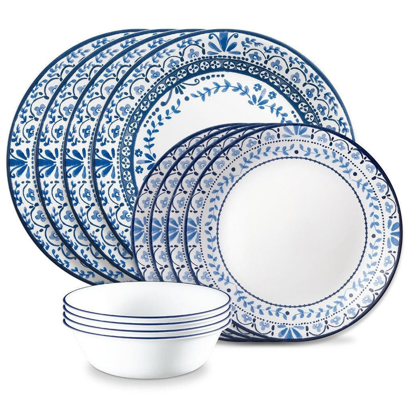 Portofino Glass Dinnerware Set, Serves 4, 12-pc, White Y8L9