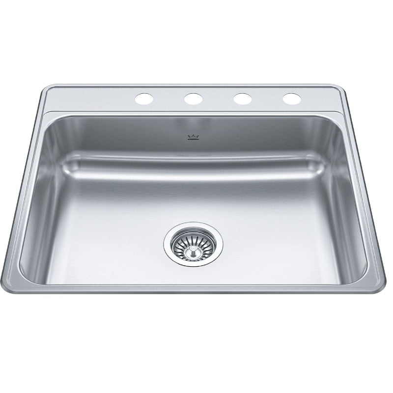 Drop-In Single 4-Hole Stainless Steel Sink, 22x25-in V0I3