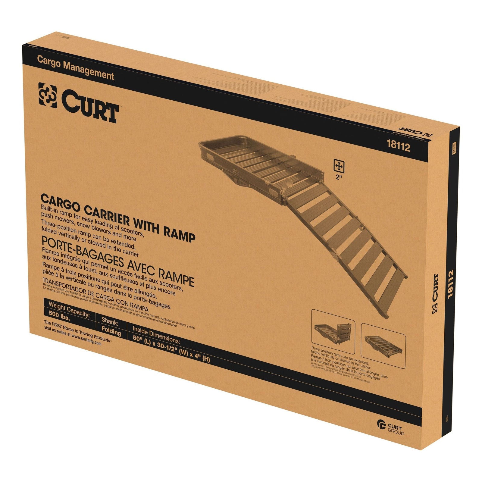 18112 Aluminum Hitch Mount Basket-Style Cargo Carrier with Ramp, Fits 2-in Receivers, 50 x 30-in M5L5 - product image 3