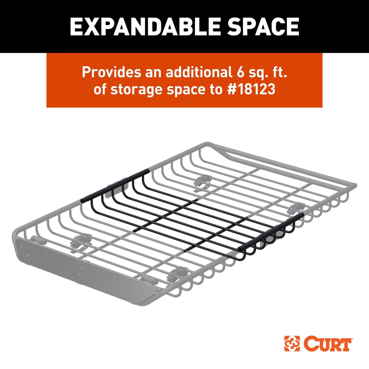 18124 Steel Roof Rack Cargo Basket/Carrier Extension, Black, 6-sq.ft W5P8 - product image 4