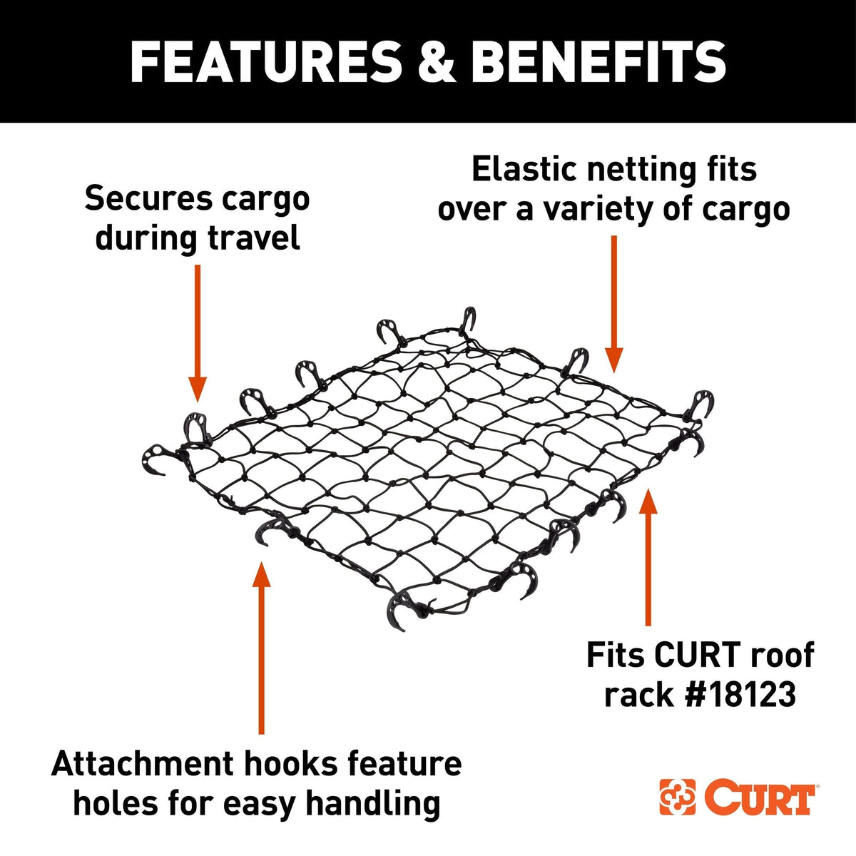 18218 Elastic Cargo Net with Hooks for Roof Basket, 44 x 36-in P4X0 - product image 6