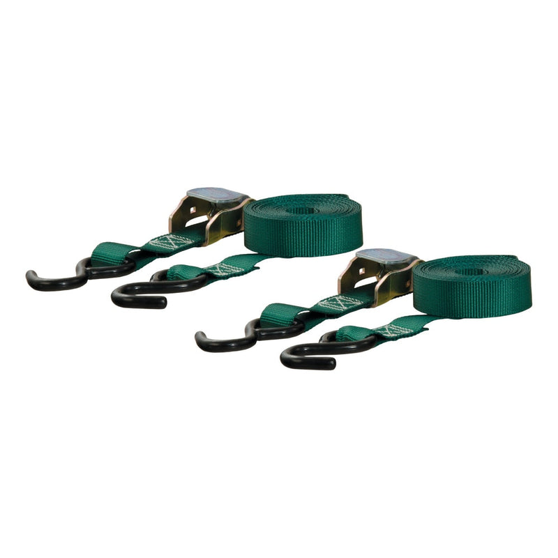 83015 Cargo Straps with S-Hooks, Dark Green, 300-lb, 15-ft, 2-pk V4L4