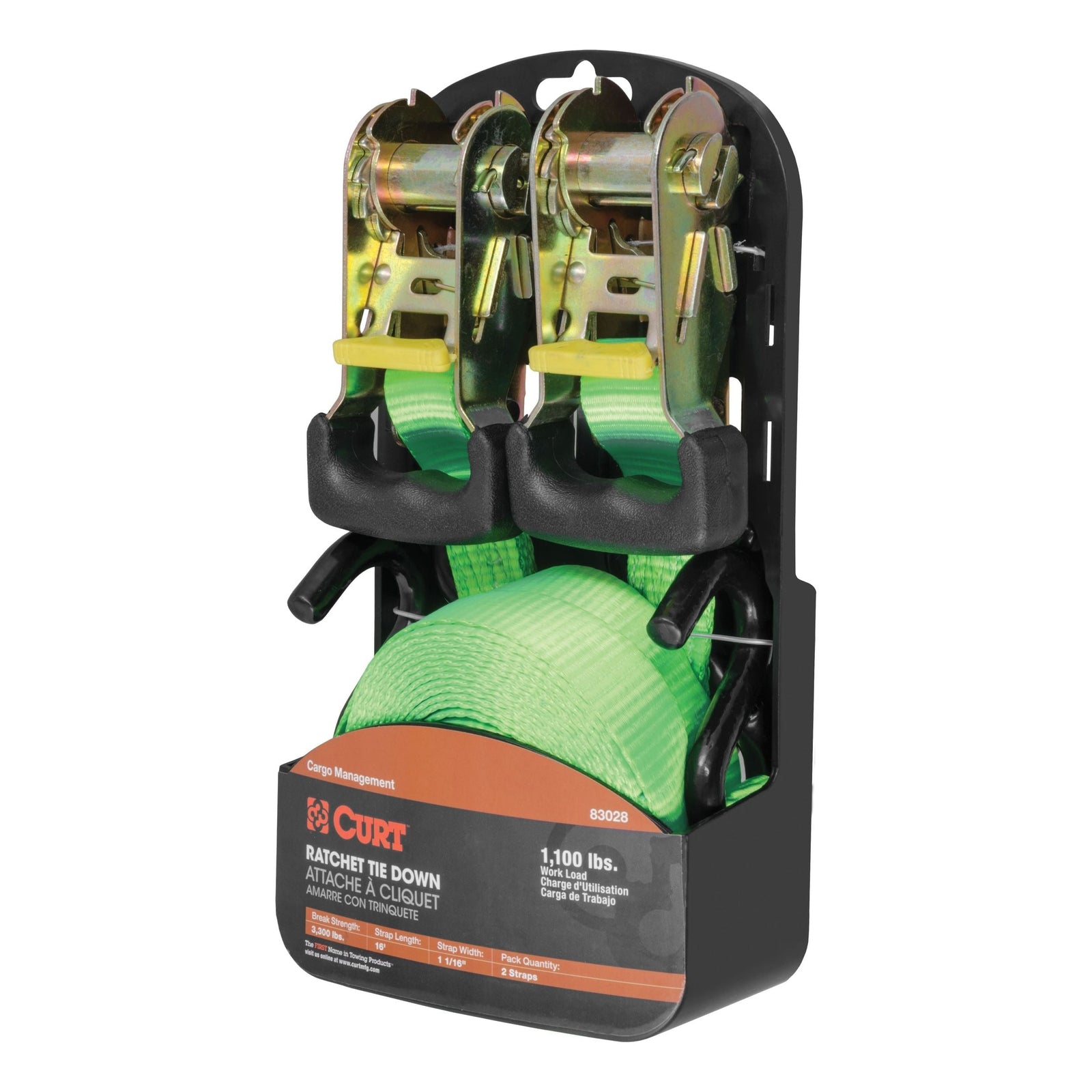 83028 16-ft Lime Green Cargo Straps with S-Hooks (1,100-lb, 2-pk) P5S0 - product image 2