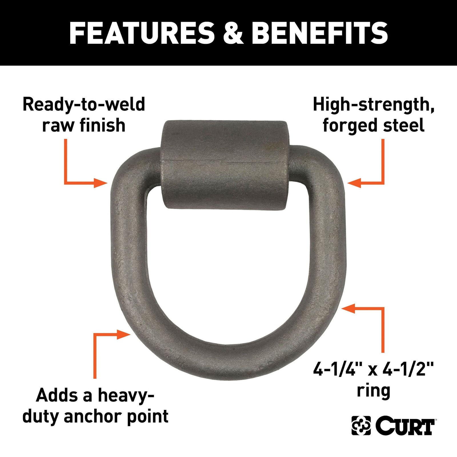 83750 3 x 3-in Weld-On Tie-Down D-Ring (6,100 lbs, Raw Steel) X2D5 - product image 2