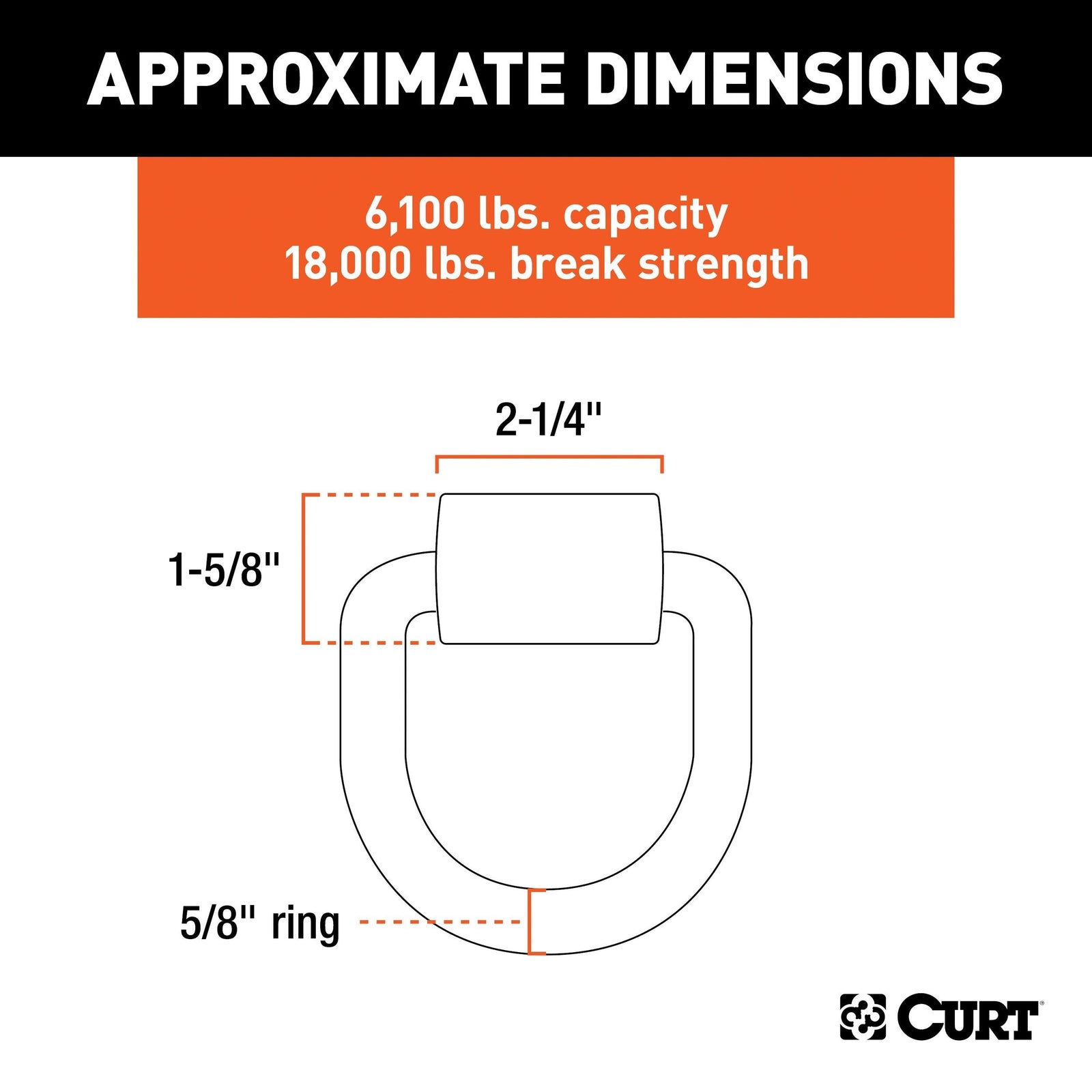 83750 3 x 3-in Weld-On Tie-Down D-Ring (6,100 lbs, Raw Steel) X2D5 - product image 3