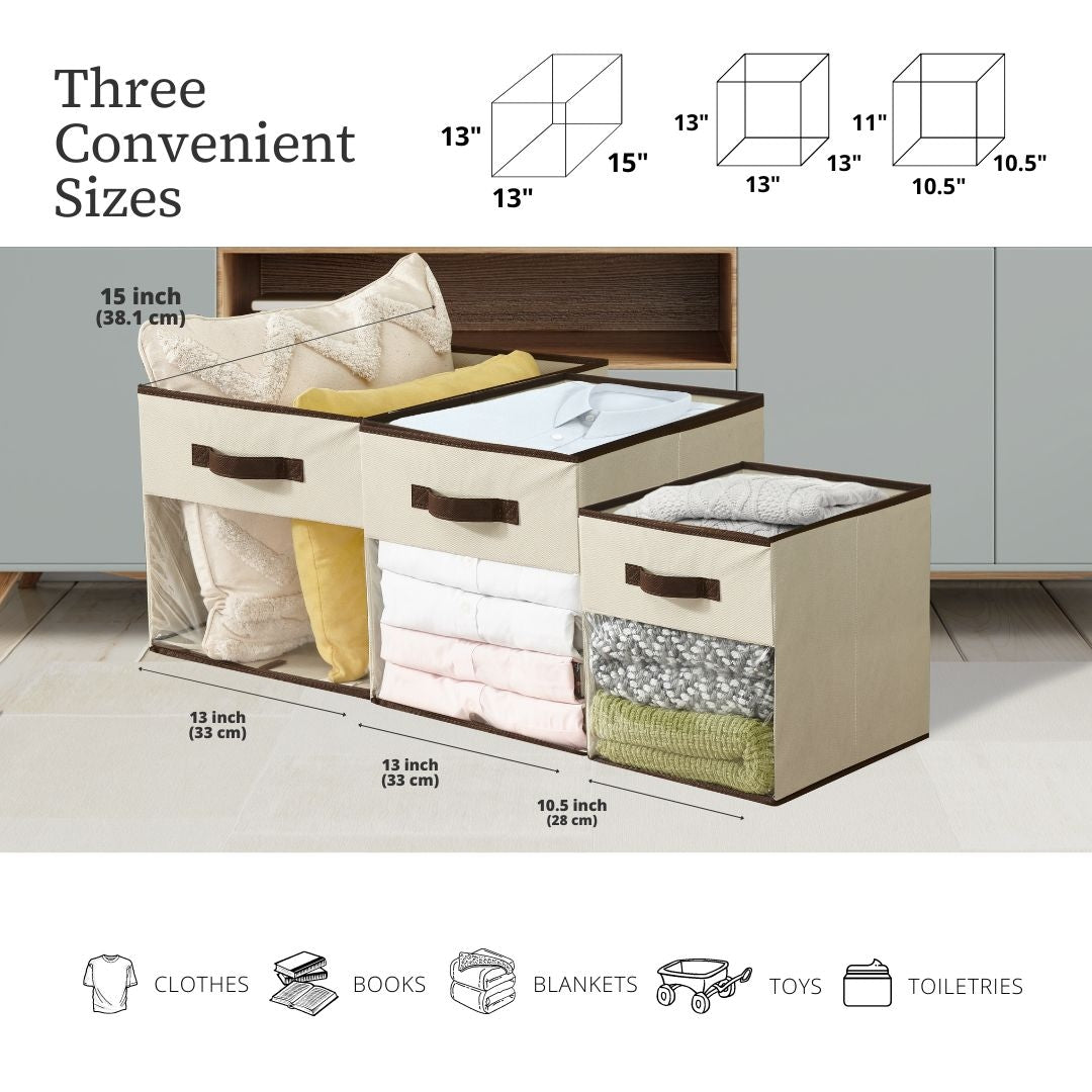 Collapsible Transparent Front Cube, 11-in, 6-pk, Beige B9U8 - product image 4