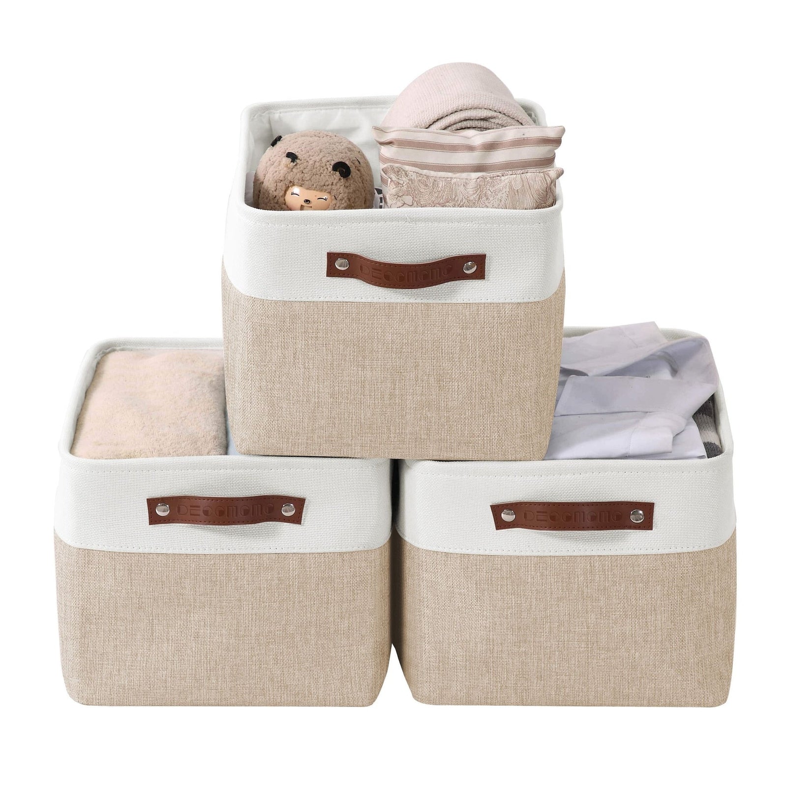 Large Soft-Sided Foldable Storage Basket, 3-pk, Beige X8J2 - product image 1