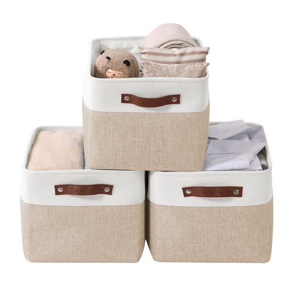 Large Soft-Sided Foldable Storage Basket, 3-pk, Beige X8J2