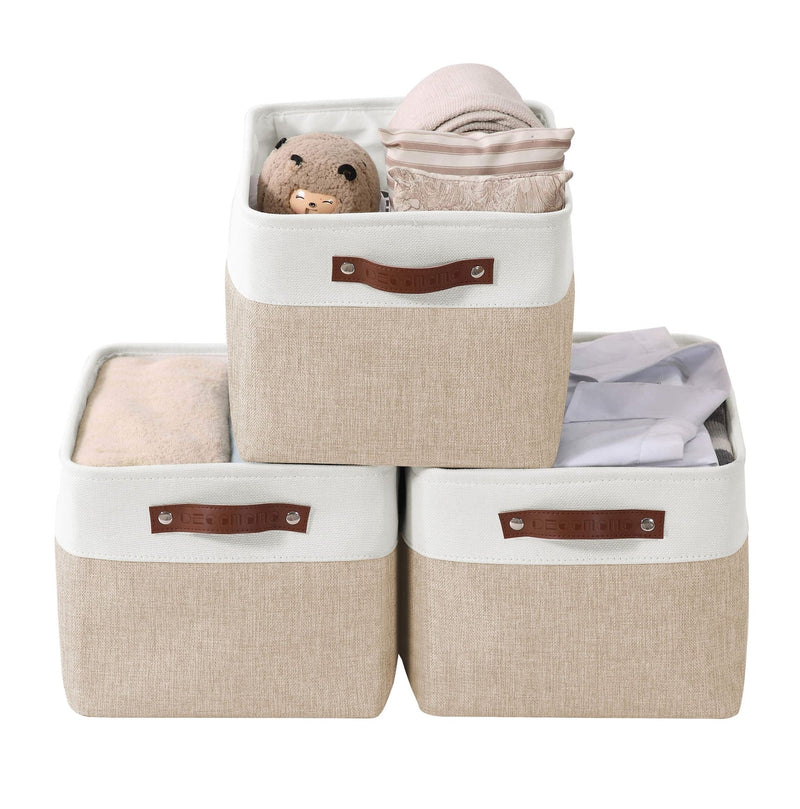 Large Soft-Sided Foldable Storage Basket, 3-pk, Beige K0E1