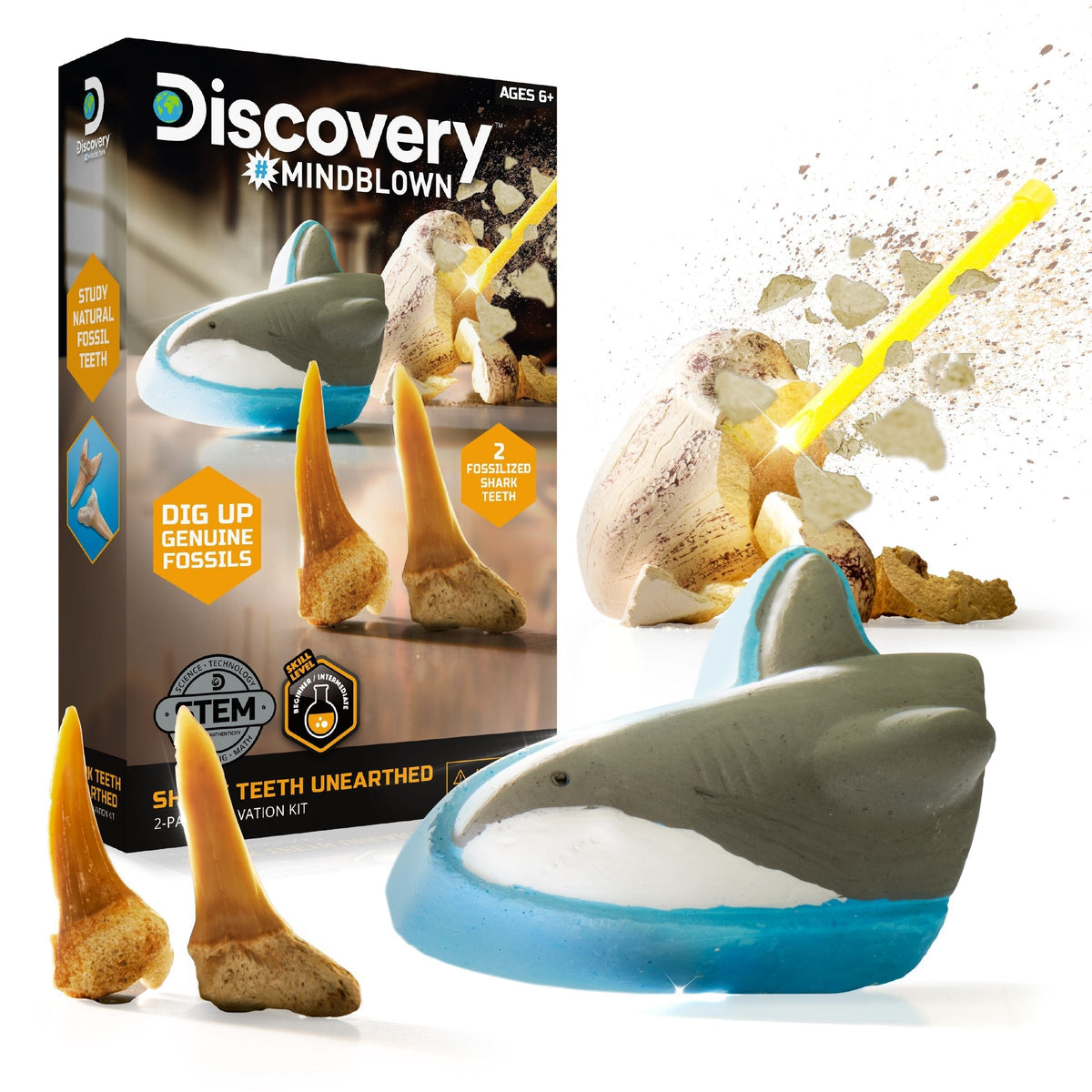 Mini Unearthed Shark Teeth Excavation Kit/Educational Toy for Ages 6+, 2-pc Y5O4 - product image 1