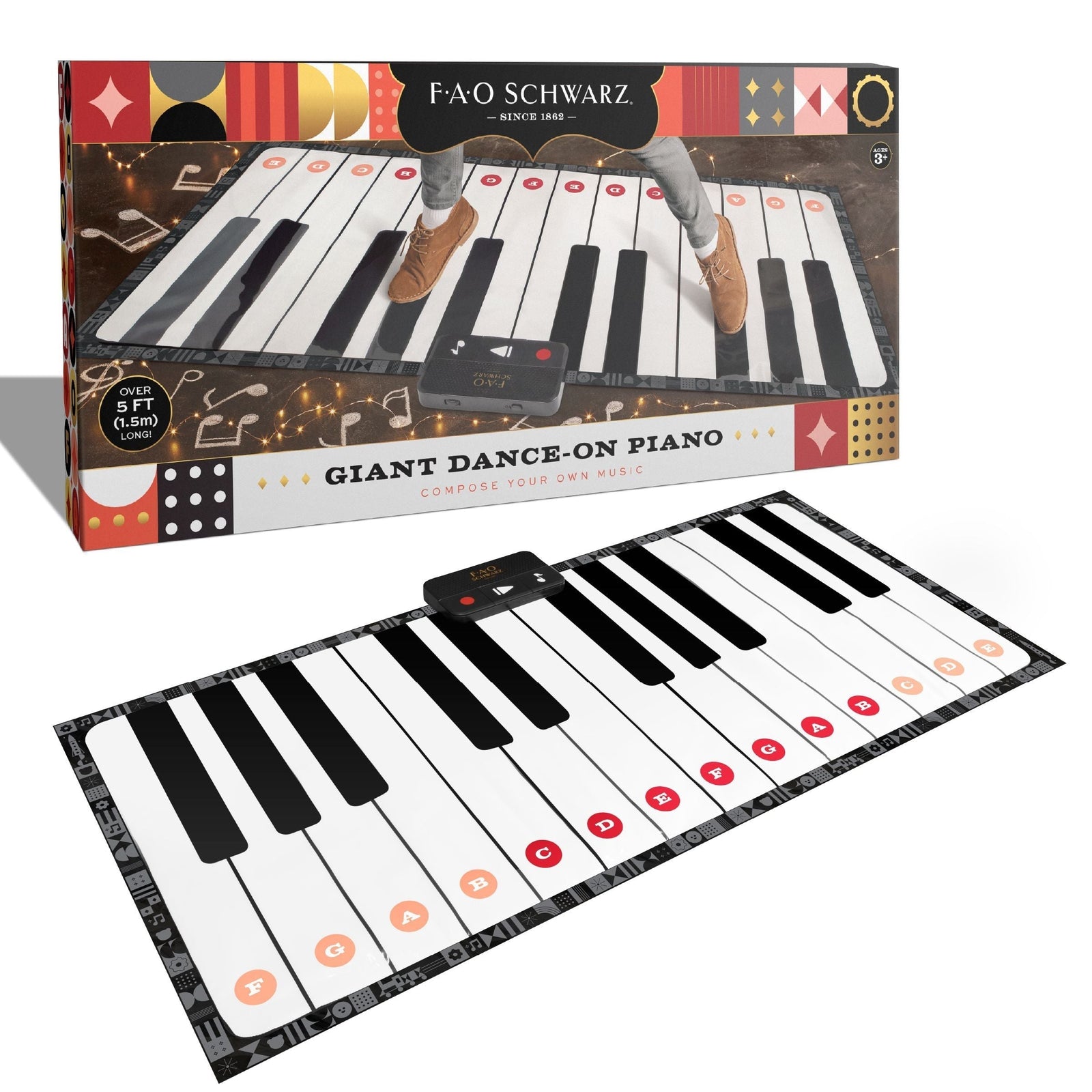 Toy Piano Dance Mat, 69x31, White/Black G6A5 - product image 1
