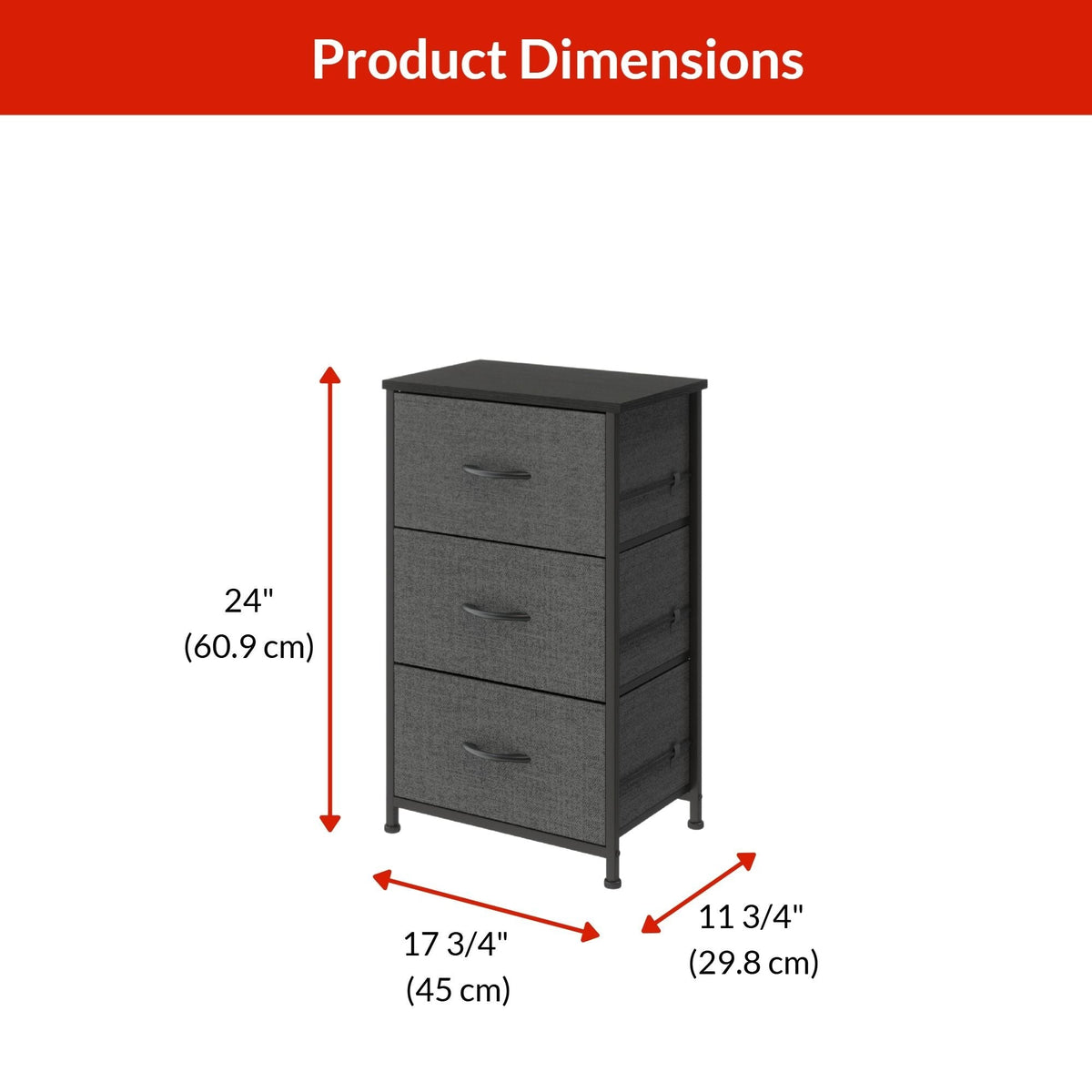 Fabric 3-Drawer Storage Organizer, Grey E0V6 - product image 1