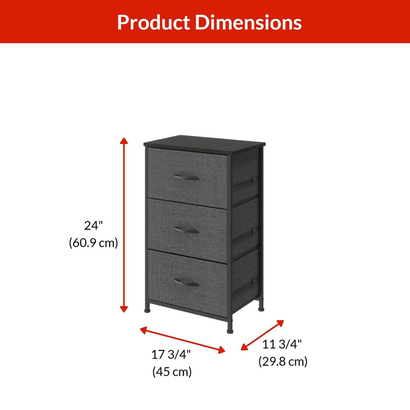 Fabric 3-Drawer Storage Organizer, Grey E0V6
