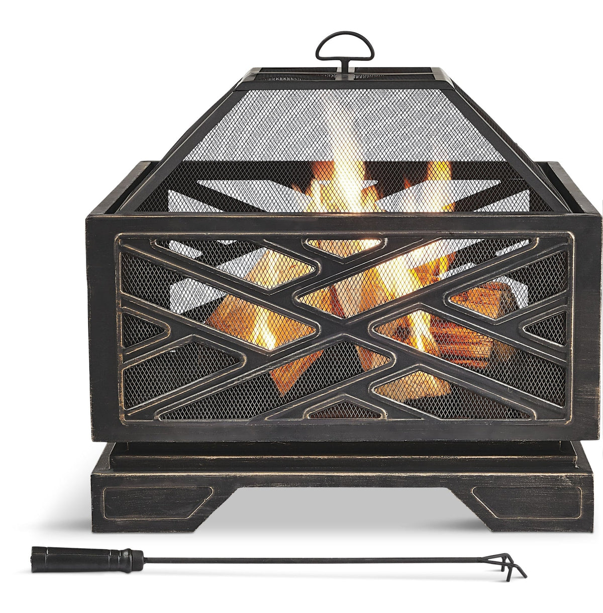 Lawrence Steel Outdoor Wood Burning Fire Pit with Fireplace Poker, 25 x 25 x 26-in C2I3 - product image 3