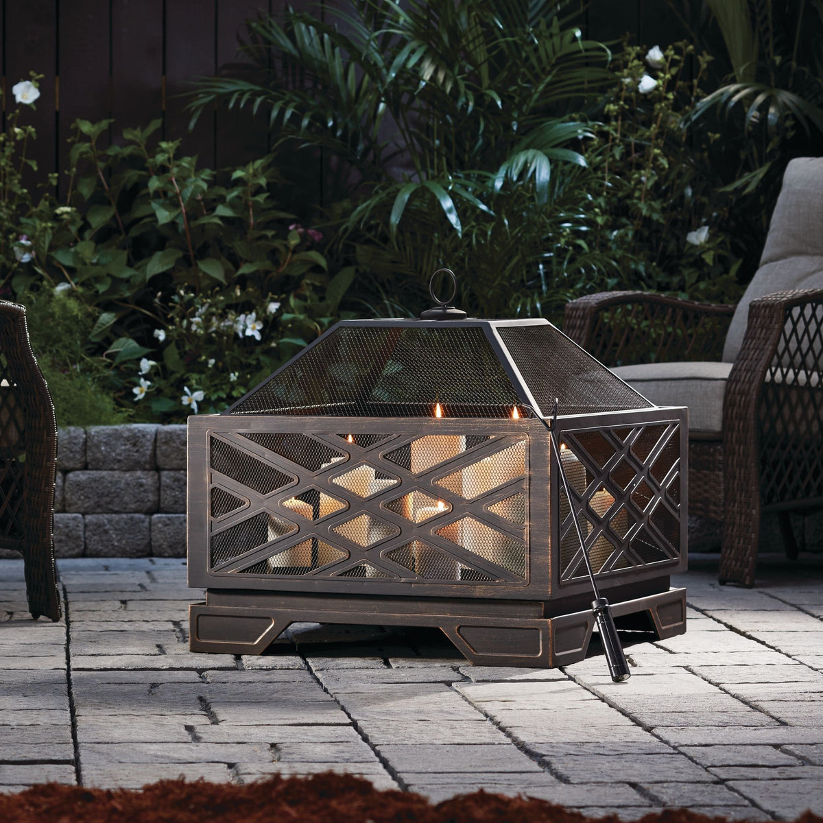 Lawrence Steel Outdoor Wood Burning Fire Pit with Fireplace Poker, 25 x 25 x 26-in C2I3 - product image 5