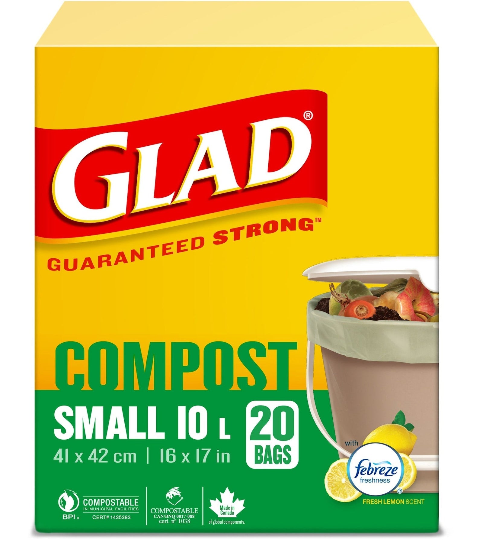 Small 100% Compostable Febreze Lemon Scented Food Waste Bags, 20-pk, 10-L S5V2 - product image 1