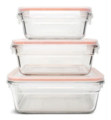 Food Storage Container and Lid Set with Airtight Seal, Rectangular, 3 Count E5H0 - product image 1