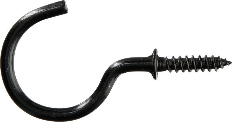 Mug Cup Hook, Half Hook Half Screw, Black, 7/8-in, 40-pk F0N6