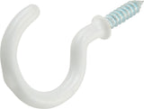 Steel Vinyl Mug Cup Hooks, Screw-In, White, 1-1/4in, 3-pk W9O6 - product image 1