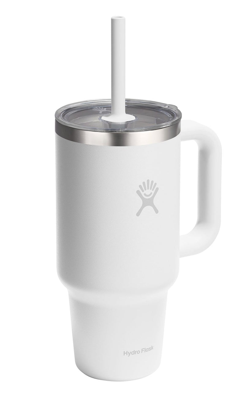 Stainless Steel Insulated Travel Tumbler with Clear Lid, White, 32-oz U7M5