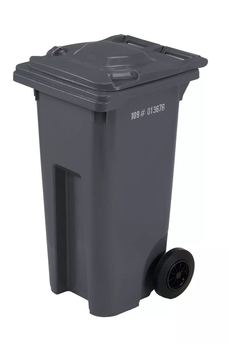 Mastercart Plastic Rectangular Wheeled Garbage Can, Black, 120-L F9X5