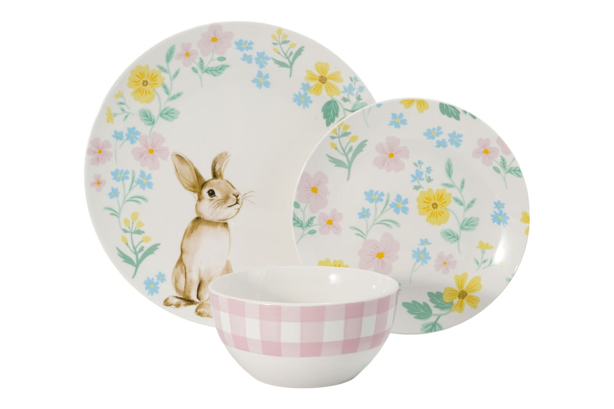 & Co Spring Bunny Porcelain Dinnerware Set, Serves 4, 12-pc, Spring Floral X8Z8 - product image 1