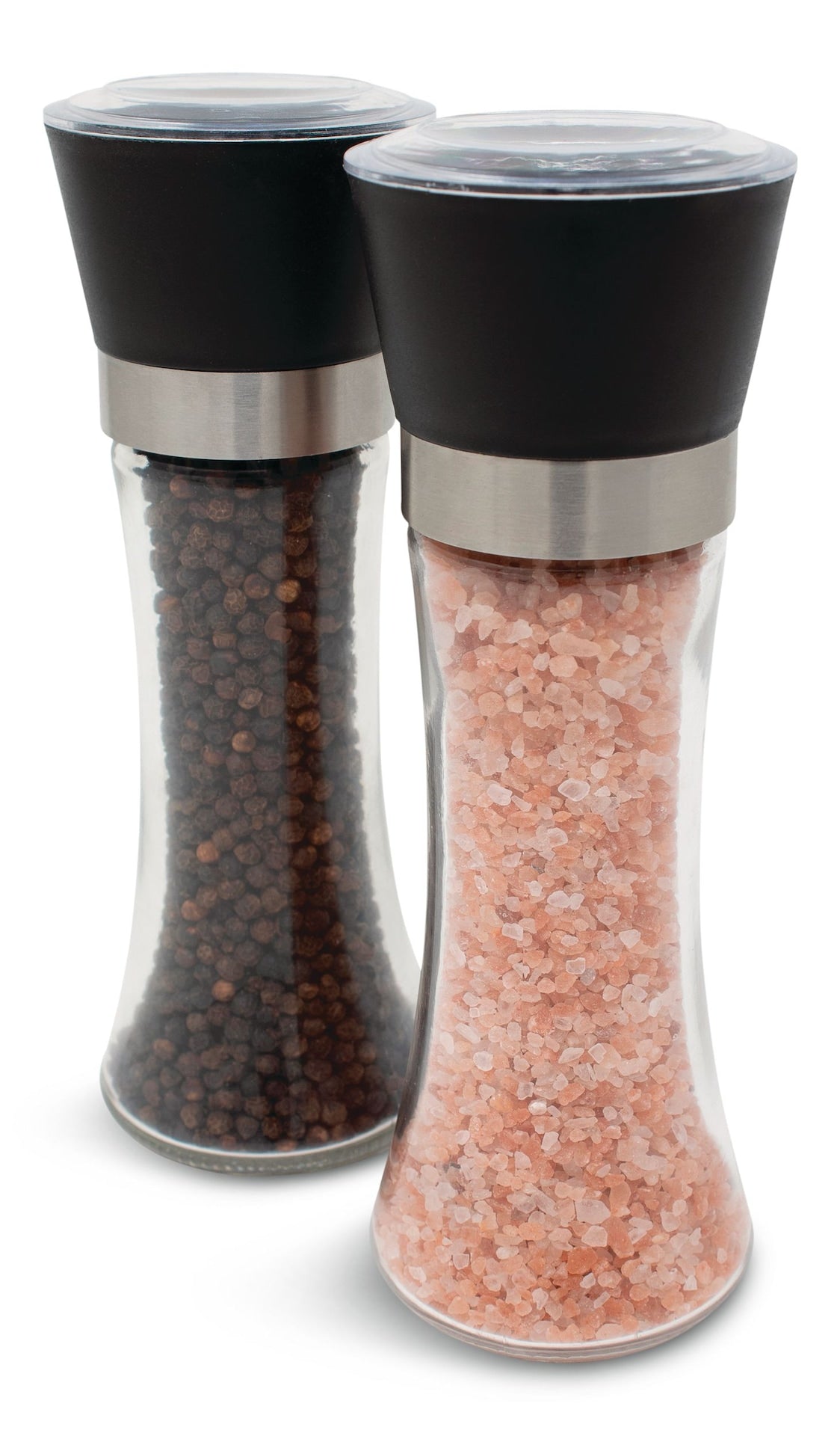 Glass Salt & Pepper Grinder Mill Set, Pre-Filled, 7.5-in, 2-pc W4M2 - product image 1