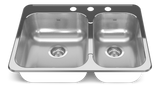 Reginox Drop In Double Bowl 3-Hole Kitchen Sink, 27.25-in. x 20.56-in, Stainless Steel E2X8 - product image 1