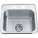 Steel Queen Drop In Single Bowl 2-Hole Hospitality Sink, 15.13-in x 15.44-in x 6-in, Stainless Steel M3T7 - product image 1