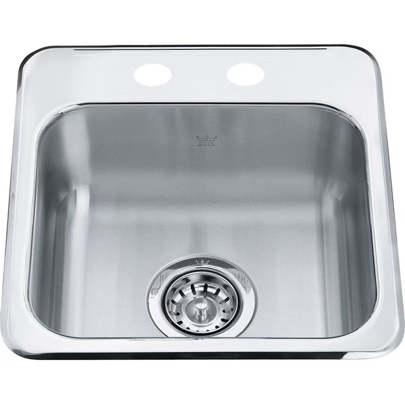 Steel Queen Drop In Single Bowl 2-Hole Hospitality Sink, 15.13-in x 15.44-in x 6-in, Stainless Steel M3T7