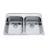 Steel Queen Top Mount Stainless Steel Double Bowl Kitchen Sink, 23x34x7-in W2N1 - product image 1