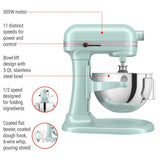 5.5 Quart Bowl-Lift Stand Mixer, 11 Speed Professional Mixer, Ice Blue W2J9 - product image 5
