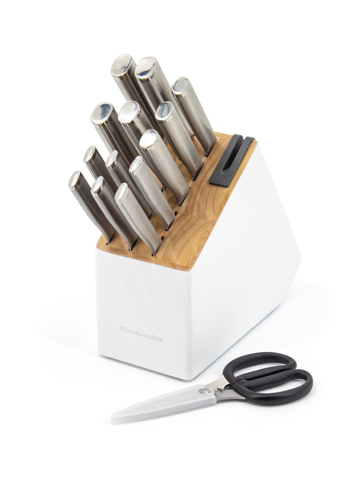 Stainless Knife Block Set, White, 15-pc T4G7 - product image 1