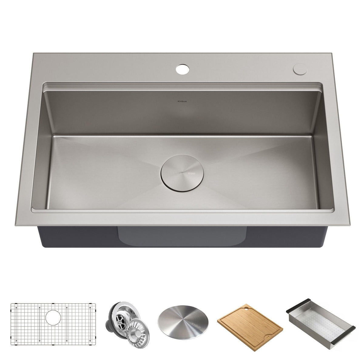 Kore Top/Undermount Stainless Steel Single Bowl Kitchen Sink with Add-Ons, 32x21x9-in C5H7 - product image 1