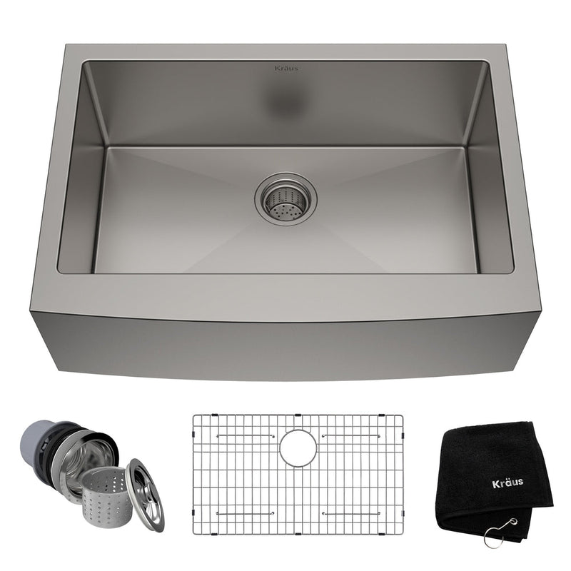 Standard PRO Apron Front Farmhouse Stainless Steel Single Bowl Kitchen Sink, 30x21x10-in C1Z0