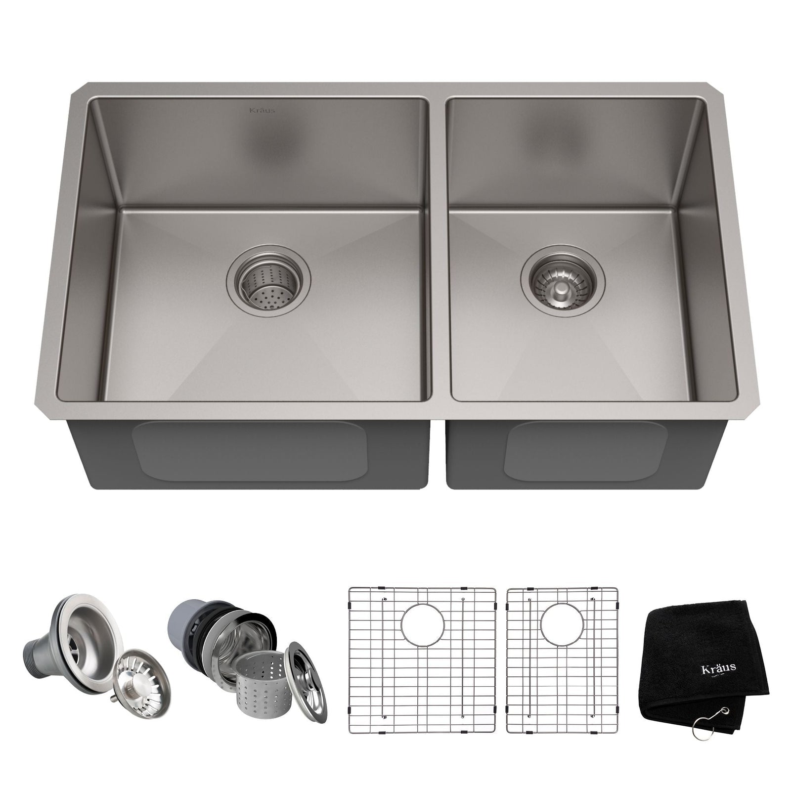 Standard PRO Undermount Stainless Steel Double Bowl 60/40 Kitchen Sink, 33x19x10-in E1Y3 - product image 1
