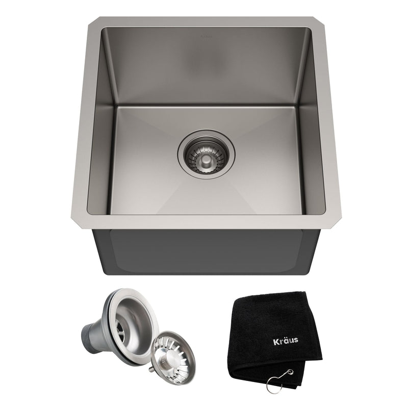 Standard PRO Undermount Stainless Steel Single Bowl Bar Sink, 17x17x11-in G3J6
