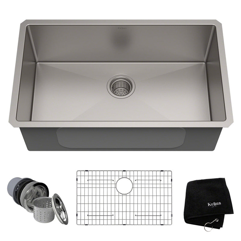 Standard PRO Undermount Stainless Steel Single Bowl Kitchen Sink, 30x18x10-in T2P3