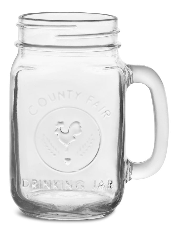 Glass Drinking Mason Jar, 16.5-oz, with Handle, Dishwasher Safe C2H8 - product image 1