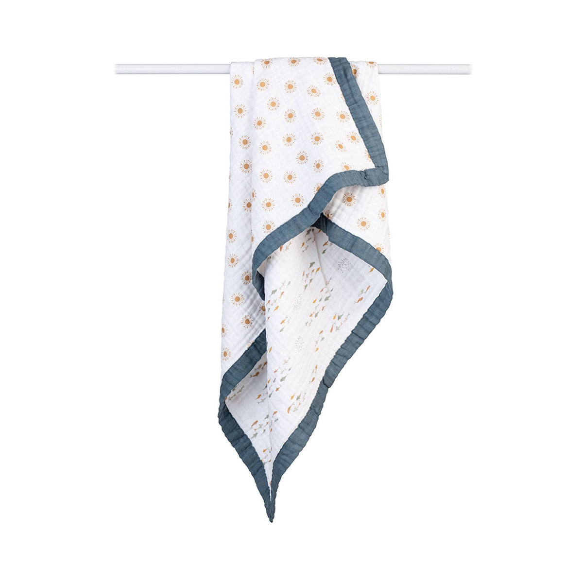 3-Ply Sun & Fish Reversible Muslin Blanket Z4B4 - product image 1