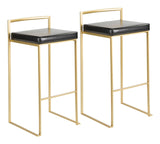 Fuji Stackable PU Leather Counter/Bar Stools (2-Piece Set), Gold/Black A9N8 - product image 1