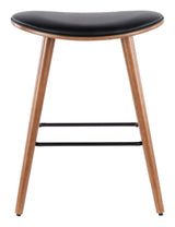 Saddle Wood & PU Leather Seat Counter/Bar Stools (2-Piece Set), Walnut/Black G6L7 - product image 1