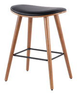 Saddle Wood & PU Leather Seat Counter/Bar Stools (2-Piece Set), Walnut/Black G6L7 - product image 2