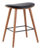 Saddle Wood & PU Leather Seat Counter/Bar Stools (2-Piece Set), Walnut/Black G6L7 - product image 3